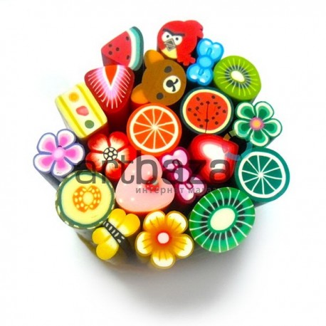 Фимо - палочки для дизайна ногтей, из полимерной глины, mix Fimo sticks", Ø9 - 12 мм., длина 5 см."