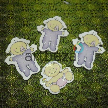 Набор цветных деревянных декоративных табличек  "Baby", 2.5 - 6 см., 4 штуки, REGINA