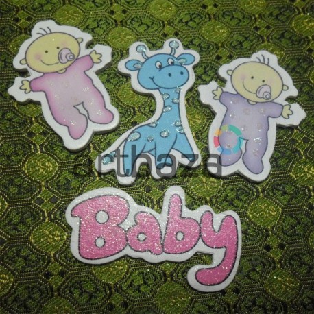 Набор цветных деревянных декоративных табличек  "Baby", 2.5 - 6 см., 4 штуки, REGINA