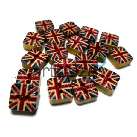 Набор деревянных декоративных пуговиц "GREAT BRITAIN", 0.8 x 0.8 x 0.3 см., 18 штук, REGINA