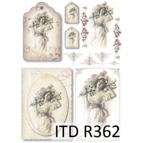 Рисовая карта для декупажа «Женщина с цветами», 29.7 x 21 см, 20 г/м², ITD Collection