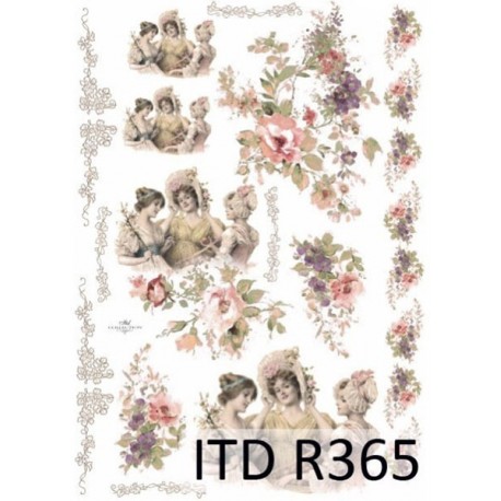 Рисовая карта для декупажа «Барышни и орнаменты», 29.7 x 21 см, 20 г/м², ITD Collection