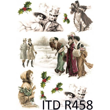 Рисовая карта для декупажа «Зимние прогулки», 29.7 x 21 см, 20 г/м², ITD Collection