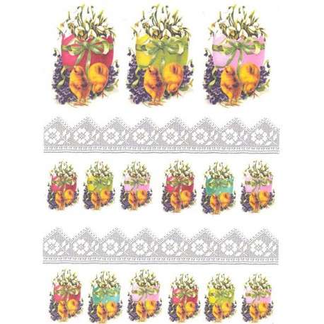 Рисовая карта для декупажа «Цыплята в цветах», 29.7 x 21 см, 20 г/м², ITD Collection