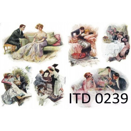 Рисовая карта для декупажа «Ретро рандеву», 29.7 x 21 см, 20 г/м², ITD Collection