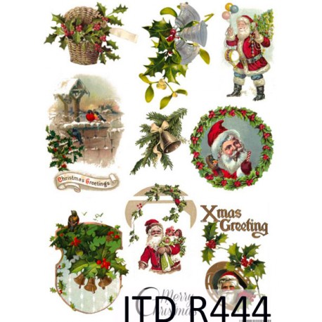 Рисовая карта для декупажа «Xmas greetings», 29.7 x 21 см, 20 г/м², ITD Collection