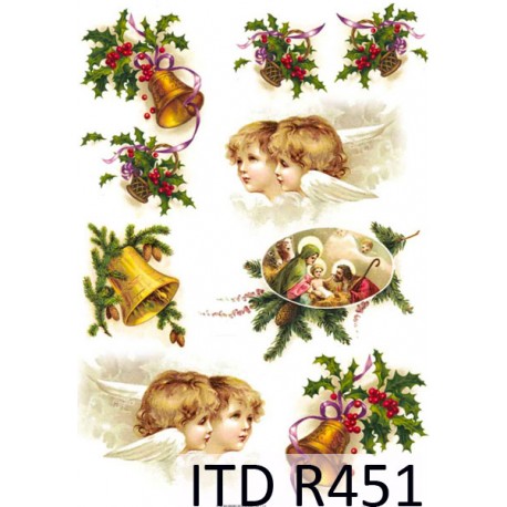 Рисовая карта для декупажа «Рождественские мотивы», 29.7 x 21 см, 20 г/м², ITD Collection