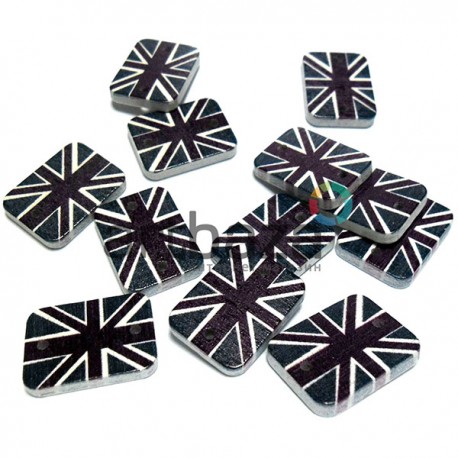 Набор декоративных табличек GREAT BRITAIN деревянных, 1.5 x 2 x 0.2 см., 12 штук, REGINA