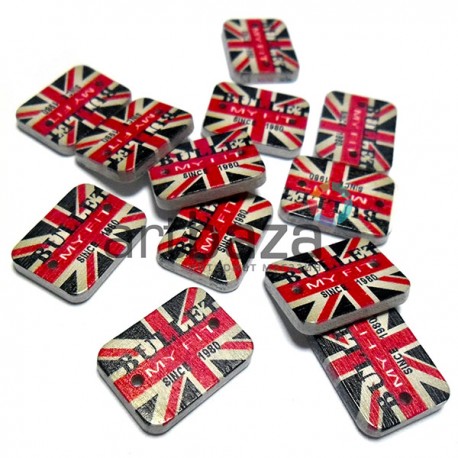 Набор декоративных табличек GREAT BRITAIN деревянных, 1.5 x 2 x 0.2 см., 12 штук, REGINA