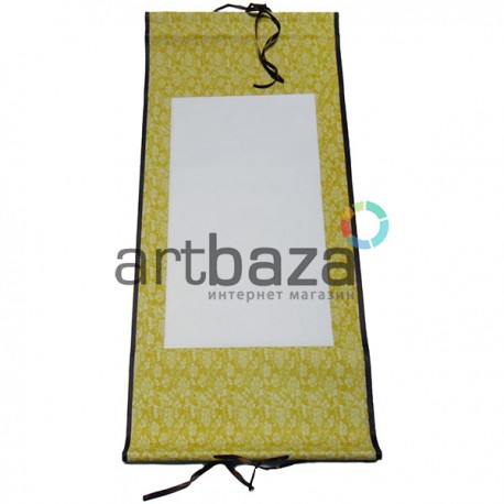 Свиток для китайской каллиграфии и живописи, жёлтые цветы, р-р: 30.5 x 67 см.