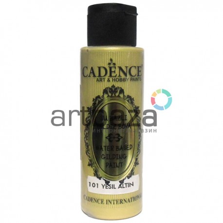 Краска акриловая с эффектом золочения Water-Based Gilding Paint, Green Gold / Зеленое Золото, 70 мл, Cadence