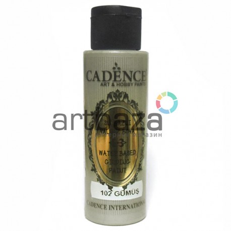 Краска акриловая с эффектом золочения Water-Based Gilding Paint, Silver / Серебро, 70 мл, Cadence