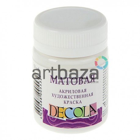 Краска акриловая матовая, White / Белая, 50 мл, Decola