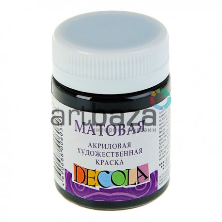 Краска акриловая матовая, Black / Черная, 50 мл, Decola