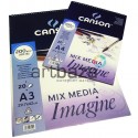 Альбом бумаги для смешанных техник MIX MEDIA Imagine, 297 x 420 мм., 200 гр./м²., 20 листов, Canson