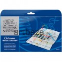 Набор акварельных красок в пластиковом пенале, 24 цвета + кисть, Winsor & Newton