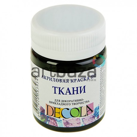 Краска акриловая по ткани, черная, 50 мл, Decola