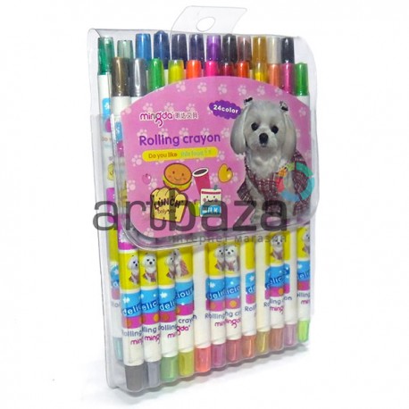 Карандаши восковые цветные, выкручивающиеся, 24 цвета, Rolling Crayon