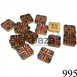 Набор деревянных декоративных пуговиц "GREAT BRITAIN", 1.3 x 1.3 x 0.3 см., 15 штук, REGINA ● 995 ● 2000740230024