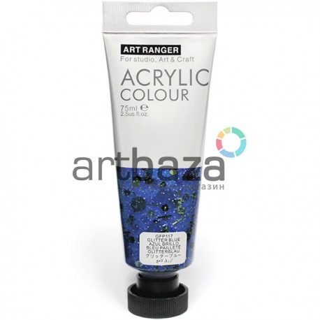 Краска акриловая, Синяя с глиттером / Glitter Blue, 75 мл, Art Ranger