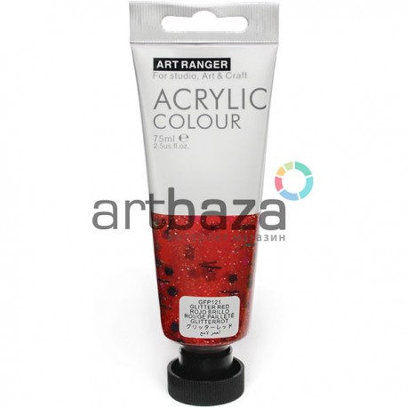 Краска акриловая, Красная с глиттером / Glitter Red, 75 мл, Art Ranger