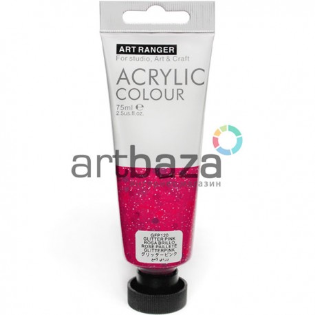 Краска акриловая, Розовая с глиттером / Glitter Pink, 75 мл, Art Ranger