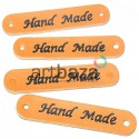 Набор декоративных бирок (нашивок, лейбл) "Hand Made" оранжевых под кожу, 5 x 1 см., 4 штуки, REGINA