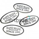 Набор декоративных бирок (нашивок, лейбл) "Hand Made" белых под кожу, 3.5 x 1.8 см., 4 штуки, REGINA