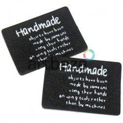 Набор декоративных бирок (нашивок, лейбл) "Hand Made" черных под кожу, 4.1 x 3 см., 2 штуки, REGINA