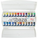 Набор акварельных красок в кюветах в пластиковом пенале, 24 цвета, Rosa Gallery