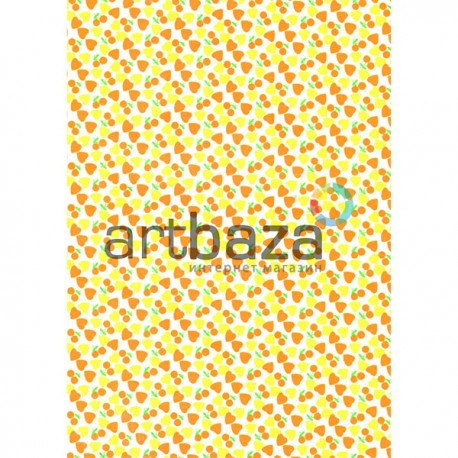Ткань самоклеящаяся «жёлтые сердца на белом фоне», 21 x 29.5 см, Schreiber