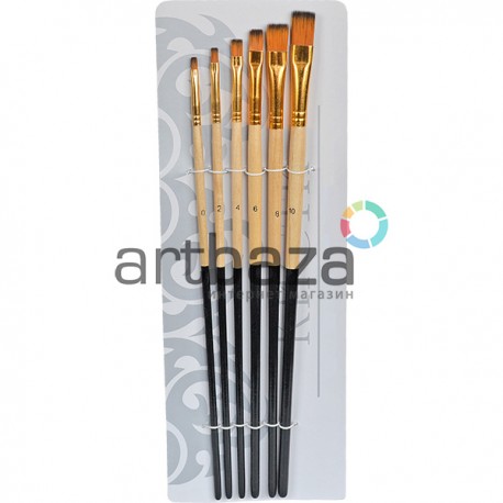 Набор плоских синтетических кистей для рисования, 6 штук