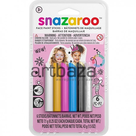 Набор карандашей для аквагрима, 6 цветов, Snazaroo