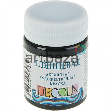 Краска акриловая глянцевая, черная, 50 мл, Decola