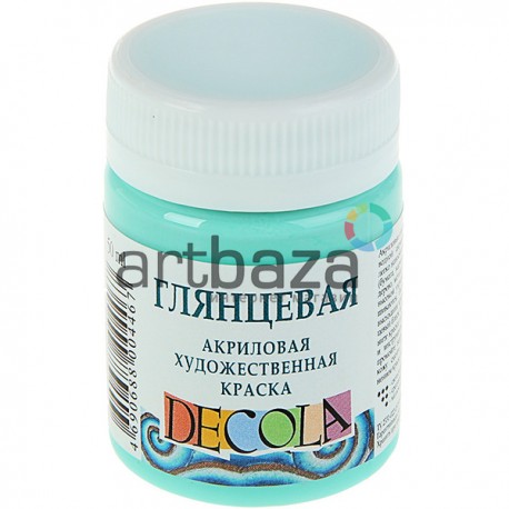 Краска акриловая глянцевая, мятная, 50 мл, Decola