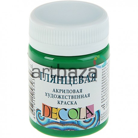 Краска акриловая глянцевая, зеленая средняя, 50 мл, Decola