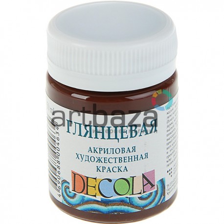 Краска акриловая глянцевая, коричневая, 50 мл, Decola