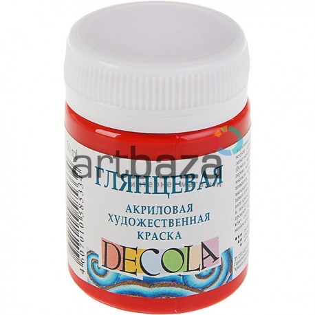 Краска акриловая глянцевая, красная, 50 мл, Decola