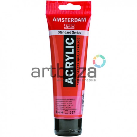 Краска акриловая Amsterdam Standard Series, красная средняя прозрачная, 120 мл, Royal Talens