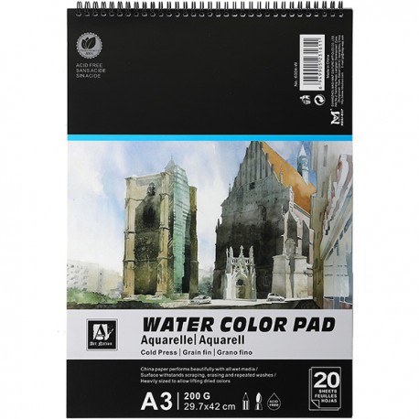 Альбом для акварели Art Nation, формат А3 29.7 × 42 см, 200 г/м², 20 листов, cold-press, acid-free
