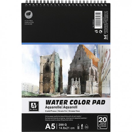 Альбом для акварели Art Nation, формат А5 14.8 × 21 см, 200 г/м², 20 листов, cold-press, acid-free