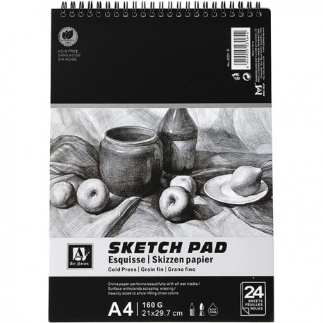 Альбом-скетчбук для эскизов, A4 21 × 29.7 см, 160 г/м², 24 листа, Art Nation
