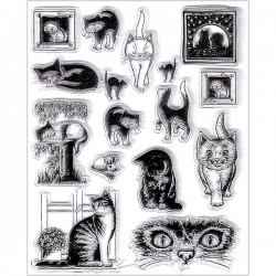 Силиконовые штампы для скрапбукинга «Коты», 14.5 × 18 см