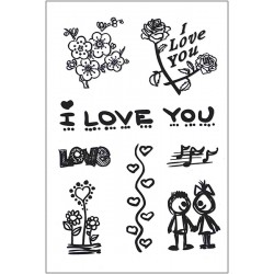 Силиконовые штампы для скрапбукинга «I Love You: розы, сердечки и влюблённая пара», 10 × 15 см