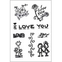 Силиконовые штампы для скрапбукинга «I Love You: розы, сердечки и влюблённая пара», 10 × 15 см