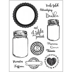 Силиконовые штампы для скрапбукинга «Mason Jar: банки, кружевная рамка и надписи для открыток», 15 × 20 см