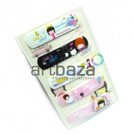 Набор дизайнерского пластыря "Girl`s diary", 5 штук, Popular Fashion