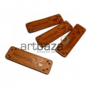 Набор декоративных бирок (нашивок, лейбл) "Hand Made птица" под кожу, 5 x 1.5 см., 4 штуки, REGINA
