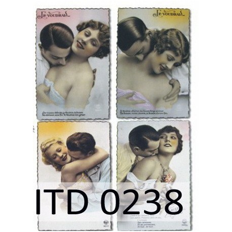 Рисовая карта для декупажа «Влюблённые», 29.7 x 21 см, 20 г/м², ITD Collection